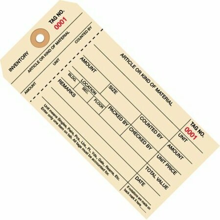 BSC PREFERRED 6 1/4 x 3 1/8'' - 5000-5999 Inventory Tags 1 Part Stub Style #8, 1000PK S-6447